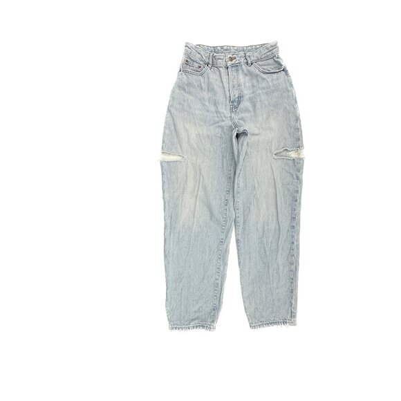 DR. Denim Button Fly Distressed Relaxed Straight Women's size 27 Blue Denim Jean - Picture 1 of 3